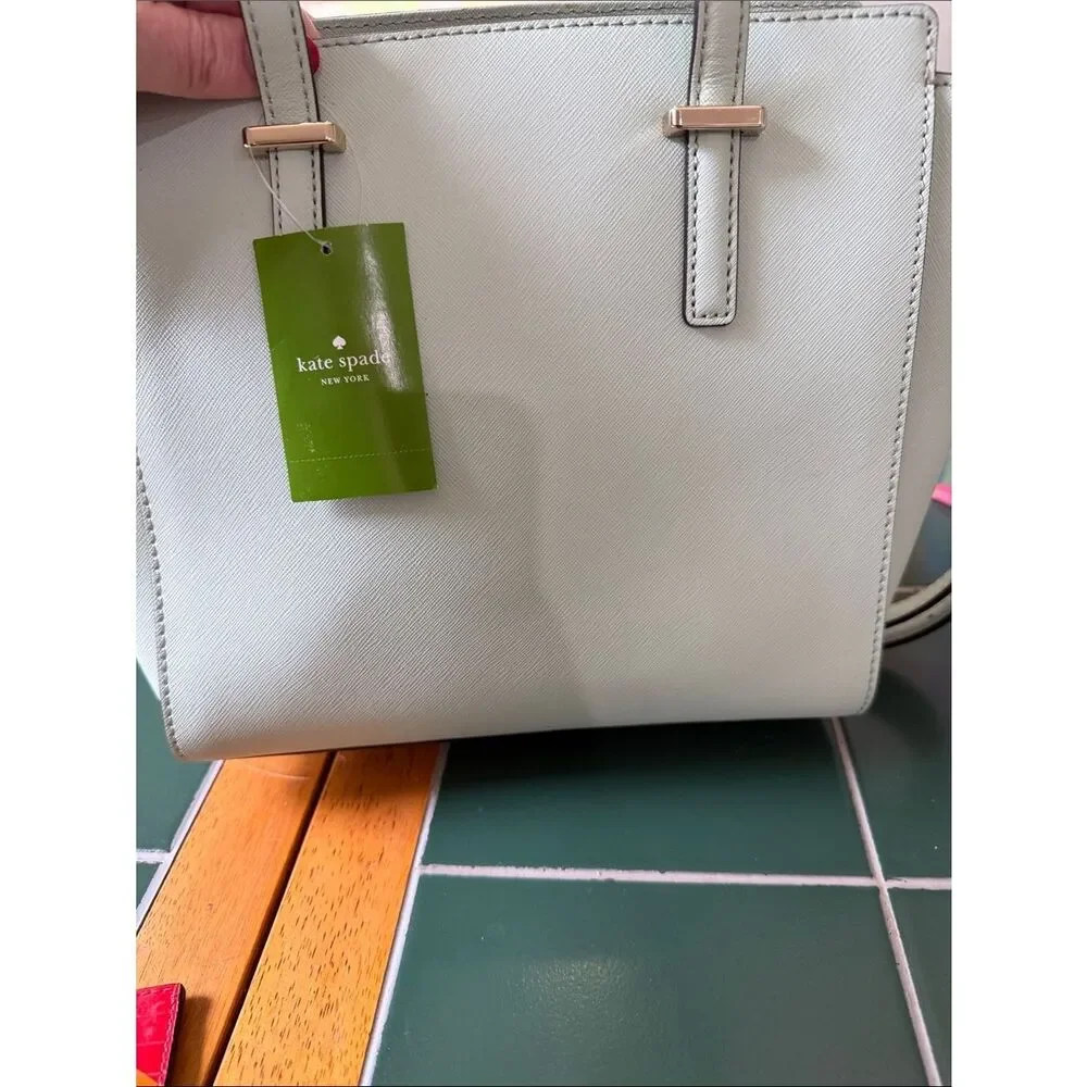 Kate Spade Mint Green Leather Satchel with Detachable Strap